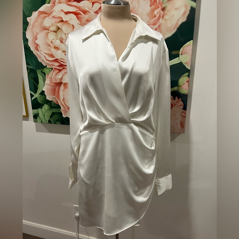 Zara White Long Sleeve Dress